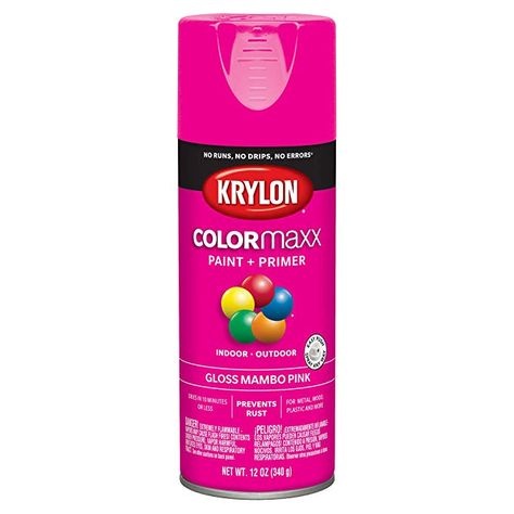 Krylon K05528007 COLORmaxx Spray Paint Aerosol Mambo Pink - - Amazon.com Pink Spray Paint, Krylon Spray Paint, Primer Spray, Spray Paint Colors, Mineral Spirits, Paint Primer, Spring Home, True Blue, Cherry Red