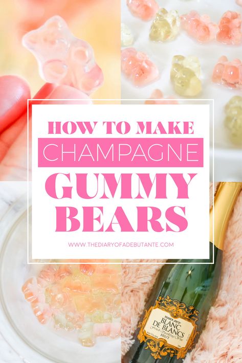 Homemade champagne gummy bears, anyone? This post shows how to make boozy champagne soaked gummy bears with two ingredients: non-alcoholic Sugarfina Champagne Bears and champagne. These are the perfect boozy New Year's Eve snack, and they also make great gifts and favors for New year's guests! Click through for the super easy DIY recipe from southern lifestyle blogger Stephanie Ziajka from Diary of a Debutante! #champagne #sugarfina #gummybears #cocktailrecipes #newyearseveparty #newyears Homemade Champagne, Alcohol Gummy Bears, New Years Eve Snacks, Champagne Gummy Bears, Homemade Gummy Bears, Alcoholic Treats, Gummies Recipe, Easy Cocktail Recipes, Southern Lifestyle