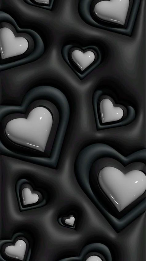 White Background Black Heart, 3d Dark Wallpaper, Bubble Hearts Wallpaper, 3d Wallpaper Iphone Dark, Dark Heart Wallpaper, Dark 3d Wallpaper, Wallpaper 3d Iphone, Dark Iphone Wallpaper Aesthetic, Black 3d Wallpaper