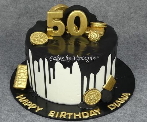 Gold 50th Birthday Cake, Funny 50th Birthday Cakes, 50th Birthday Cake For Women, 50th Birthday Cakes For Men, Golden Birthday Cakes, 22nd Birthday Cakes, Buttercream Birthday Cake, 50th Birthday Cake Toppers, Dad Birthday Cakes