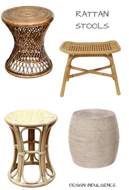 ADDING RATTAN TO YOUR ROOM FOR TEXTURE - design indulgence Homes In Florida, Rattan Stool, French Baskets, Basket Lighting, Small Stool, Graduation Project, Rattan Basket, Rattan Chair, Rattan Furniture