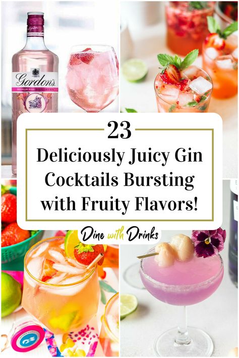 Collage of 4 fruity gin cocktails. Fruity Gin Cocktails, Grapefruit Gin Cocktail, Mixology Drinks, Flavoured Gin, Gin Cocktail Recipes, Gin Drinks, Gin Cocktail, Fruity Cocktails, Lemonade Recipes