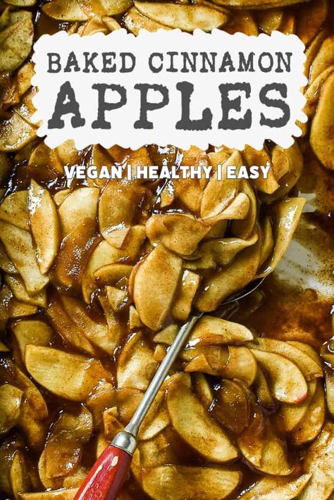 Vegan Baked Cinnamon Apples are the ultimate Fall recipe and so easy to make. Made in 1 bowl with 6 ingredients, it's the perfect plant-based dessert. Vegan Autumn, Healthy Apple Desserts, Baked Apple Slices, Baked Cinnamon Apples, Baked Apple Recipes, Apple Desserts Easy, Pizza Dinner, Vegan Baked, Plant Based Desserts