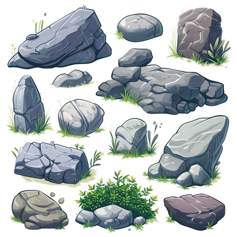 中途饲料 --- Midjourney Feed Stone Digital Painting, Stone Wall Drawing Tutorial, Rocks Digital Painting, Rocks In Forest, How To Draw Stone, Nature Background Drawing, Rocks Digital Art, Watercolor Stones, Stone Illustration