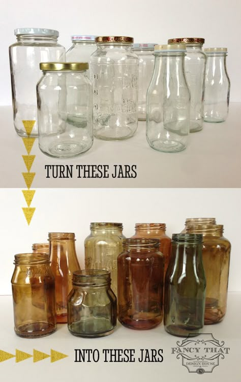 Calling all spaghetti sauce jars, jelly & jam jars, pickle jars and more! For some reason, I am always saving our glass jars-to the point where I have a ridiculous collection. I know that some of them will be used as bug collecting jars this summer for the boys, but I still have way too … Diy Bottles, Diy Keramik, Mason Jar Ideas, Jar Ideas, Mason Jar Crafts, Décor Diy, Vintage Diy, Crafty Craft, Jar Crafts