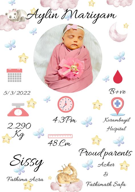 Birth Details Template, Baby Frame Background, Muslim Names, Baby Shower Frame, Shower Frame, New Born Baby Card, Boy Background, Baby Frames, Baby Boy Background