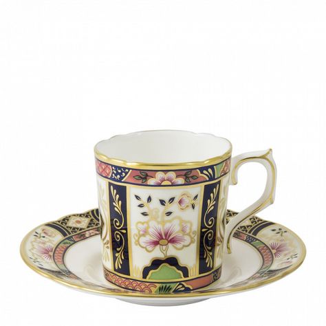 Royal Crown Derby "Chelsea Garden Pattern" (coffee cup an saucer) - The Chelsea Garden pattern embodies the traditions of the Imari decoration but utilises a softer palette that sits comfortably with the modern colours and styles of today's homes. The pattern is named in respect from Royal Crown Derby’s connections with London's Chelsea factory dating back to 1769. Coffee Saucer, Candlestick Centerpiece, Chelsea Garden, Modern Colours, Garden Coffee, Red Panels, Garden Pattern, Royal Crown Derby, Wild Strawberries