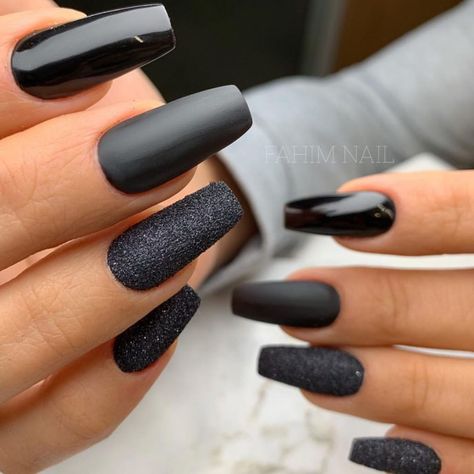 Young Nails Inc on Instagram: “Holy hotness 🔥! Matte black ✅ Shinny black ✅ Textured sugared black ✅ Need these nails by YN Mentor @fahim.nail immediately!” Black Acrylic Nail Designs, Nail Art Printer, Black Halloween Nails, Sugar Nails, Bridal Nail Art, Matte Black Nails, Black Sugar, Black Acrylic Nails, Nail Effects