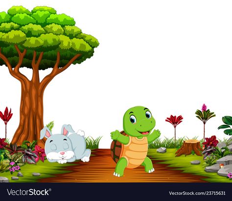 Tortoise Run, Rabbit And Tortoise, Picture Story For Kids, Road Vector, Sleeping Bunny, Rabbit Pictures, Montessori Art, Story Drawing, School Clipart