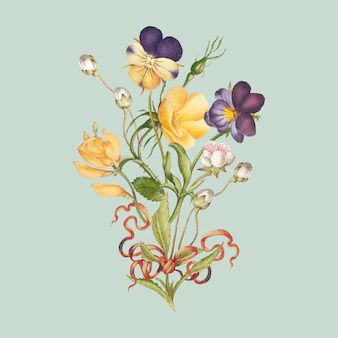 Flower Vectors, Photos and PSD files | Free Download Pansy Bouquet, Yellow Pansy, Scrapbook Collection, Print Portrait, Pansies Flowers, Vintage Botanical Prints, Graphic Tshirt Design, Vintage Poster Art, Flower Clipart