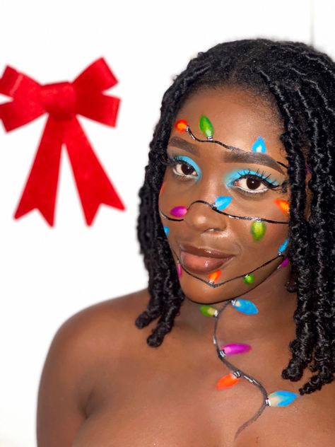 Snowman Makeup Looks, Crazy Christmas Makeup, Scary Christmas Makeup, Santa Claus Makeup, Christmas Sfx Makeup, Christmas Lights Makeup, Gingerbread Makeup, Candy Cane Makeup, Festive Makeup