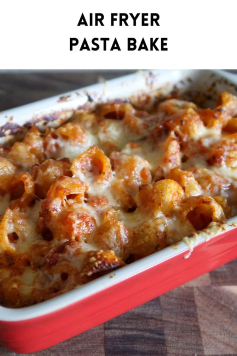 How to make pasta bake in an air fryer in just 20 minutes! Air Fryer Baked Ziti, Casserole In Air Fryer, Air Fryer Chicken Pasta, Air Fryer Recipes Pasta, Air Fryer Pasta Bake, Air Fryer Pasta Recipes, Pasta In Air Fryer, Airfryer Pasta, Air Fryer Pasta