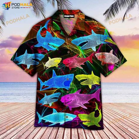 Neon Glowing Shark 3D Funny Hawaiian Shirt Check more at https://podhalastore.com/product/neon-glowing-shark-3d-funny-hawaiian-shirt/ Funny Hawaiian Shirts, Shark Shirt, Vintage Hawaiian Shirts, Outdoor Fashion, Vintage Hawaiian, Stylish Shirt, Mens Hawaiian Shirts, Hawaiian Shirts, Business Attire