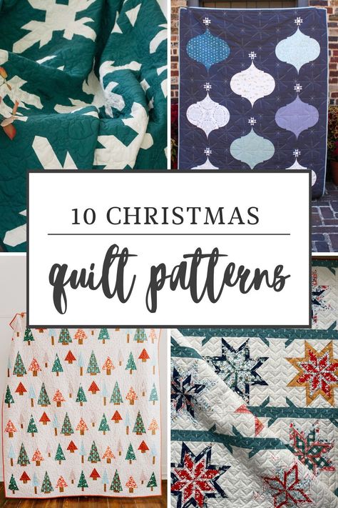 Christmas Quilt Patterns Free Simple, Holiday Quilts Sewing Patterns, Simple Christmas Quilt Patterns, Free Quilt Patterns Christmas, Modern Christmas Quilts Ideas, Easy Christmas Quilt Patterns For Beginners, Winter Quilts Ideas, Holiday Quilting Projects, Beginner Christmas Quilt Patterns