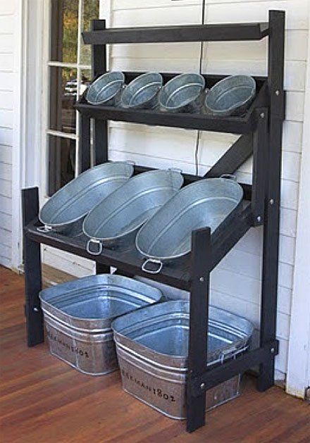 Farmers Market Display, Diy Outdoor Bar, Produce Stand, Outside Bars, Yard Party, Farm Store, Diy Drinks, Wash Tubs, Snack Storage