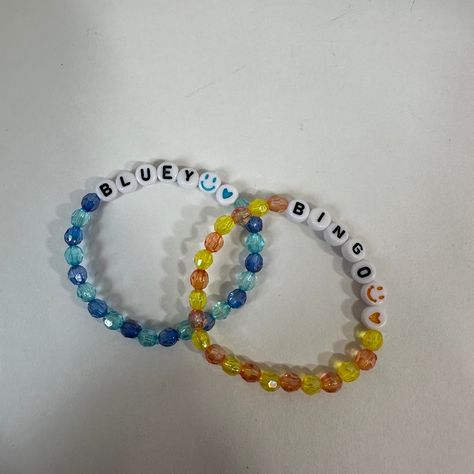 This Is A Handmade Cute Bluey And Bingo Bracelet! This Bracelet Would Be Perfect For Siblings! This Bracelet Is Made Using Elastic String So It Can Fit Almost Any Size Kids' Wrist. This Bracelet Would Be Perfect To Wear With Anything At Anytime! Bundles And Reasonable Offers Welcome! Bluey, Bingo, Matching, Sisters, Matching Bracelets, Cartoon, Bluey Cartoon, Cartoon Show, Cute, Cutesy, Girly, Shiny, Iridescent, Colorful, Multicolored, Amazing, Spring, Summer, Winter, Fall, Every Day, Casual, Si Bluey And Bingo Bracelets, Bluey Gift Ideas, Gumball And Darwin Bracelets, Cartoon Bracelet Ideas, Bluey Bracelet Ideas, Bluey Bracelets, Silly Bracelets, Matching Bracelet Ideas, Diy Bluey