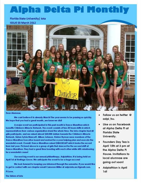 Alum Relations Chairs--could you email out a monthly newsletter to your alumnae? Cheaper than printing/postage and you can send out more! Tau Beta Sigma, Email Tips, Sigma Delta Tau, Tri Sigma, Alpha Omicron Pi, Alpha Xi Delta, Alpha Xi, Monthly Newsletter, Alpha Sigma Alpha