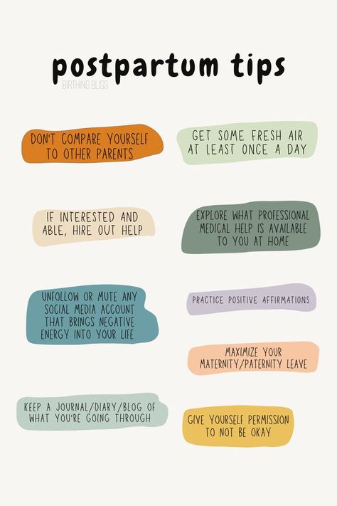 Here's some tips to help during your postpartum journey: - don't compare yourself to other parents - get some fresh air daily - if interested and able, hire out help - explore what professional medical help is available to you at home - unfollow or mute any social media account(s) that brings negative energy into your life - practice positive affirmations - keep a journal/diary/blog of what you're going through - maximize your maternity/paternity leave - give yourself permission to not be OK Doula Quotes, Diy Postpartum, Postpartum Symptoms, Postpartum Diet, Doula Care, Doula Business, Paternity Leave, Pregnancy Checklist, Give Yourself Permission