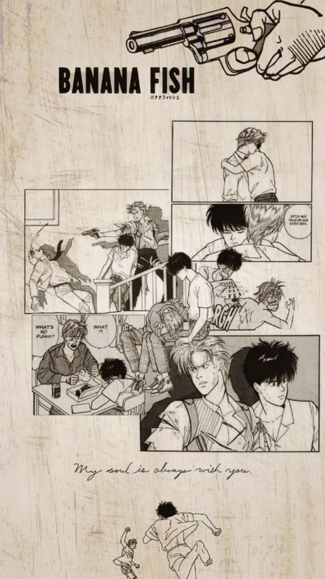 #bananafish #asheiji Banana Fish Black And White, Banana Fish Wallpaper Iphone, Ash And Eiji Wallpaper, Ash And Eiji Manga, Bananafish Wallpaper, Asheiji Fanart, Banana Fish Pfp, Banana Fish Poster, Banana Fish Wallpaper