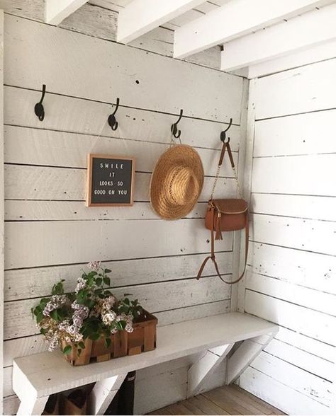 Farmhouse Mudroom Ideas Entryway, Magnolia Homes Paint, Farmhouse Mudroom, Joanna Gaines Style, So Good, Mudroom Entryway, Mudroom Decor, Shiplap Wall, Farmhouse Fireplace