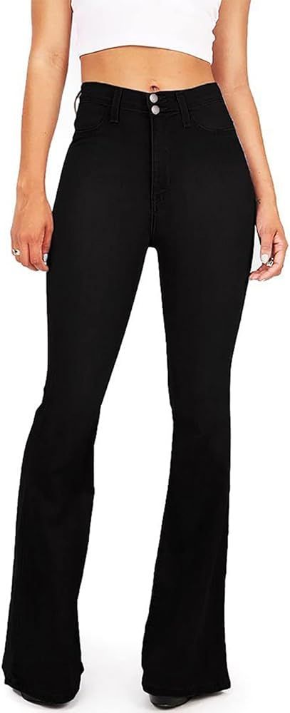 High Waisted Bell Bottom Jeans for Women Flare Jeans for Women Stretch Wide Leg Jeans - levis jeans Black Bell Bottom Jeans, High Waisted Bell Bottom Jeans, Black Bell Bottom, Black Flare Jeans, Womens Flare Jeans, Bottom Jeans, Slim Denim, Black Flare, High Waisted Flares