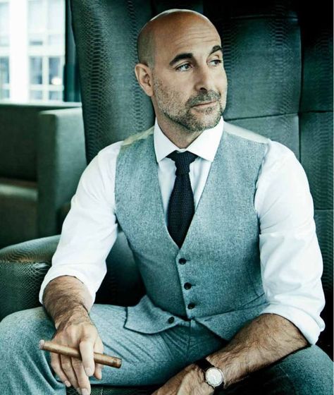 Beard Styles for Bald Guys-30 New Facial Hairstyles for Bald Heads Bald Style, Bald Men With Beards, Bald Men Style, Der Gentleman, Stanley Tucci, Best Beard Styles, Bald Man, Bald Men, Sharp Dressed Man