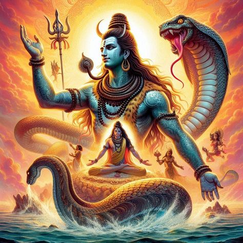 Lord Shiva in Entwined Meditation Witness the serenity of Lord Shiva's deep meditation, accentuated by the coiling serpent around his neck. The interplay between Lord Shiva and the serpent symbolizes transformation and the mastery of inner realms. #AIArt #LordShiva #Meditation #Serpent #Dreams #MicrosoftAI Deep Meditation, Lord Krishna Images, Krishna Images, Lord Krishna, Lord Shiva, Shiva, Krishna, Meditation