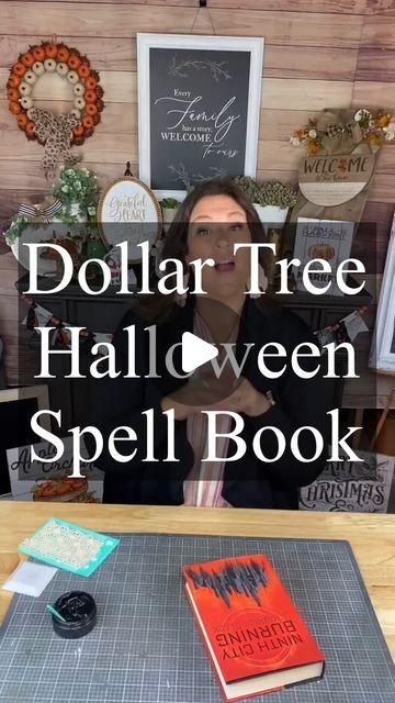 Creative Sarah at Home on Instagram: "Dollar Tree DIY - Halloween Spell Book 
#dollartree #dollartreediy #dollartreecrafts #diydecor #diycrafts #diy #creativesarah #halloweendecor #spellbook" Spell Book Diy Halloween, Halloween Spell Books Diy, Diy Spell Books For Halloween, Spellbook Diy, Diy Spell Book, Diy Halloween Spell Book, Hocus Pocus Book, Halloween Spell Book, Halloween Spells