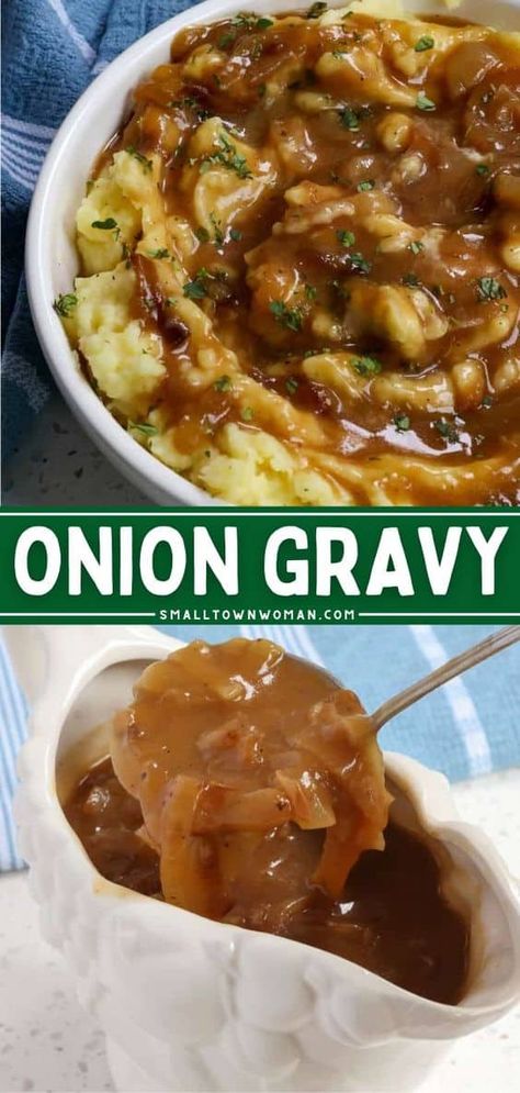 Onion Gravy Recipe, Side Dish For Dinner, Homemade Gravy Recipe, Pan Fried Chicken, Homemade Gravy, Onion Gravy, Marinade Sauce, Chicken Fried Steak, Gravy Sauce