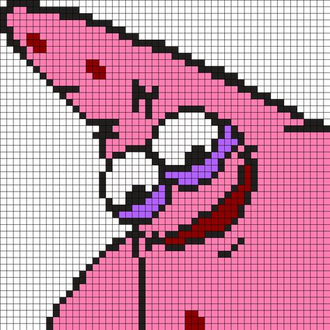 Patrick Perler Beads, Perler Bead Patterns Memes, Meme Perler Beads Pattern, Minecraft Grid Art, Perler Bead Memes, Patrick Pixel Art, Meme Perler Beads, Pixel Art Templates Pattern, Minecraft Pixel Art Grid