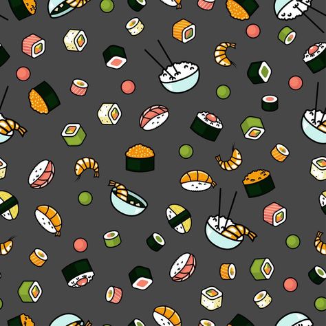 Iphone Wallpaper Food, Sushi Pattern, Japenese Food, Cute Food Wallpaper, Types Of Sushi, Food Pattern, Photoshop Brushes Free, Chic Wallpaper, Cute Backgrounds For Phones