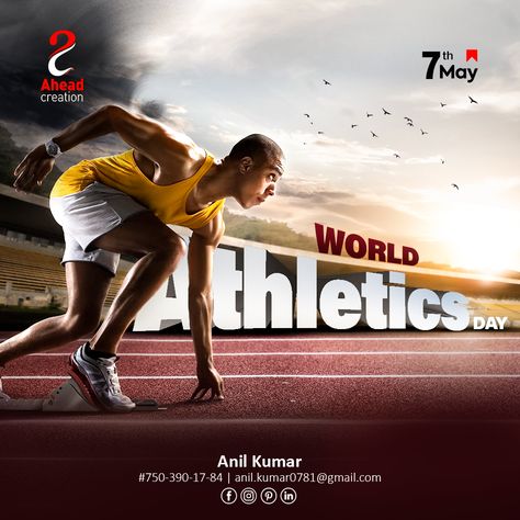 Sports Creative Ads, Running Poster Design, World Athletics Day, Healthcare Ads, Football Ads, Car Advertising Design, Sports Advertising, Fashion Poster Design, World Athletics