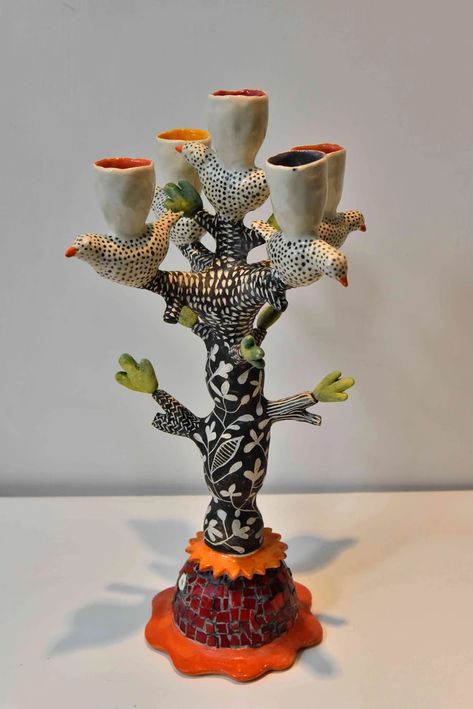 Candelabras | work World Animals, Ceramic Art Sculpture, Pottery Painting Designs, Ceramic Candle Holders, The Natural World, Diy Pottery, White Cups, Pottery Sculpture, Ceramic Animals