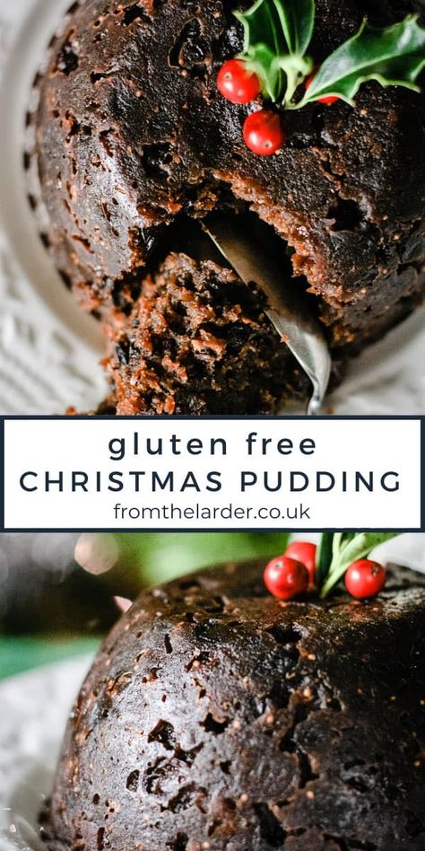 Traditional Gluten-Free Christmas Pudding - From The Larder Gluten Free Christmas Pudding, Gluten Free Holiday Recipes, Christmas Pudding Recipes, Gluten Free Holiday, Gluten Free Christmas, Christmas Lunch, Christmas Dessert, Gluten Free Recipes Easy, Pudding Recipe