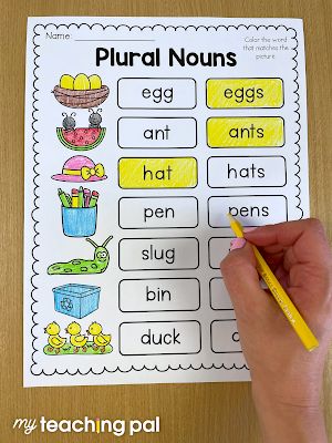 Plural Nouns worksheet for Kindergarten. Students determine whether the picture show is singular or plural, they read the words and color the matching label to determine whether the word needs an 's'. Color The Nouns Worksheet, Singular Nouns Worksheet, Plural Nouns Worksheet 1st Grade, Singular And Plural Nouns Anchor Chart, Singular Plural Worksheets Kindergarten, Singular Plural Worksheets For Grade 1, Singular Plural Worksheets, Singular And Plural Nouns Worksheet, Nouns Worksheet Kindergarten