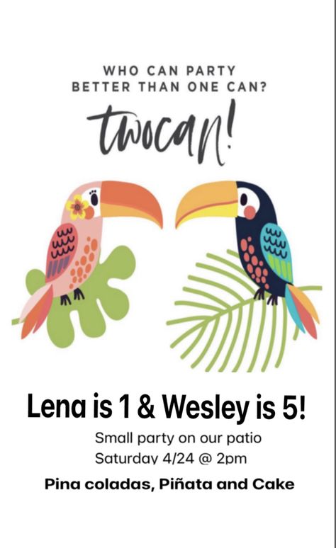 Twin Birthday Party, Twin Birthday Themes, Tropical Birthday Invitations, Double Birthday Parties, Sibling Birthday Parties, Combined Birthday Parties, Tropical Birthday Party, Twin Birthday Parties, Luau Birthday Party