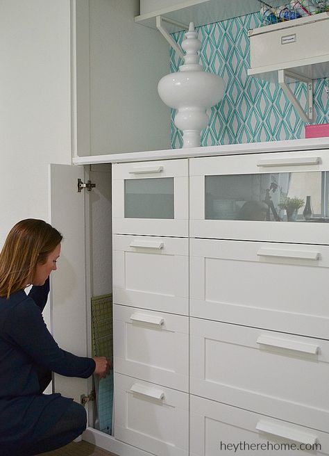 Closet Hacks Diy, Ikea Closet Hack, Ikea Craft Room, Laundry Room Storage Shelves, Ikea Crafts, Storage Ikea, Dresser In Closet, Hacks Ikea, Built In Dresser