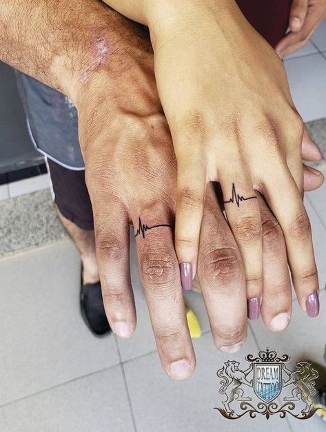 Marriage Tattoos, Infinity Couple Tattoos, Ring Tattoo Designs, Wedding Band Tattoo, Cute Couple Tattoos, Couple Tattoos Unique, Wedding Ring Tattoo, Tattoo Wedding Rings, Ring Finger Tattoos