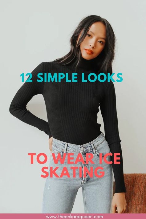 A young woman wears a black turtleneck sweater with lightwash denim jeans. What To Wear Ice Skating Date, Ice Skating Outfits, Ice Skating Date, Skating Date, Skating Outfit, Ice Skating Outfit, Outfits To Try, Outfits To Wear, Skating Outfits