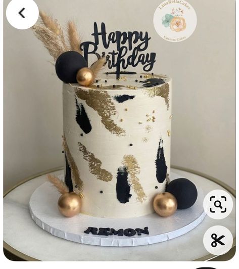 Male Birthday Cake, Black And Gold Birthday Cake, Cake Design For Men, Modern Birthday Cakes, Cake For Him, Hedgehog Cake, Cake Fails, 40th Cake, Birthday Cake Designs