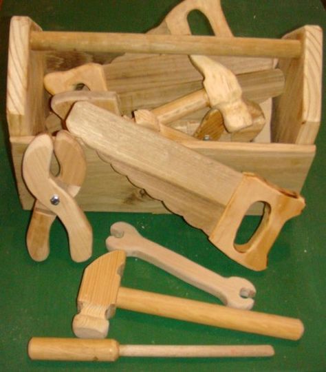 Picture of Kids wooden tool set UPDATED new tool Kids Woodworking Projects, Wooden Tool Box, Wooden Tools, Wooden Toys Diy, Handy Man, Woodworking Projects Furniture, Woodworking Projects For Kids, Woodworking Toys, Woodworking For Kids