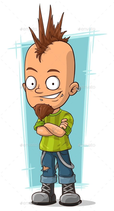 A vector illustration of Cartoon cool punk with mohawk hairstyle Hairstyle Cartoon, Punk Cartoon, Punk Illustration, Punk Mohawk, Mohawk Hairstyle, Vector Illustration People, Mohawk Haircut, Hair Vector, Human Logo