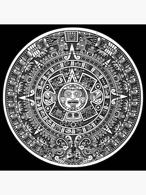 "Aztec calendar" Acrylic Block by Philipe3d | Redbubble Aztec Calander Art, Aztec Calendar Outline, Aztec Art Drawings Patterns, Aztec Calendar Drawing, Aztec Calendar Tattoo, Calendar Tattoo, Mexican Calendar, Calendar Acrylic, Aztec Artwork