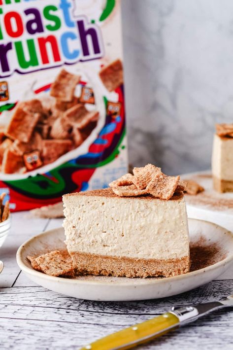 Cinnamon Toast Crunch Cheesecake 11 No Bake Cinnamon Toast Crunch Cheesecake, Cinnamon Toast Crunch Pie, No Bake Cinnamon Cheesecake, Cinnamon Toast Crunch Cheesecake Recipe, Cinamon Toast, Cinnamon Toast Crunch Cheesecake, Baked Cinnamon Toast, Cinnamon Chex, Crunch Cheesecake