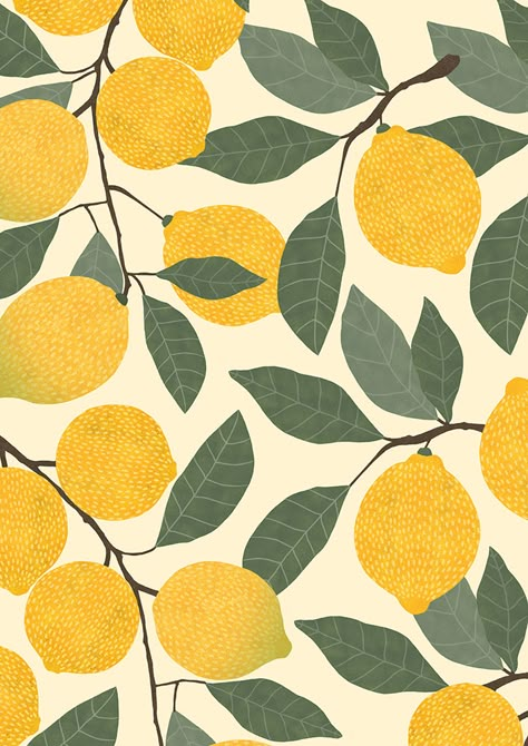 Lemon Patterns, Soyut Sanat Tabloları, A Wallpaper, Art Et Illustration, Lemon Tree, Art And Illustration, Pattern Illustration, Surface Pattern Design, Art Paint