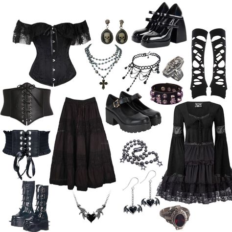 Gothic goth outfit black goth i hate clean “goth” 2000s Fashion Outfits Goth, Fashion Outfits Goth, Goth Fashion Outfits, Traditional Goth Outfits, Romantic Goth Outfits Casual, Girly Goth Outfits, Aesthetic Goth Outfit, Goth Outfits Casual