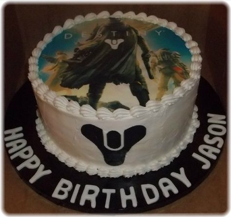 Destiny Birthday Cake Destiny 2 Party Ideas, Gamer Cake, Halo Party, Xbox Cake, Destiny Video Game, Video Game Cakes, Gamer Party, Nerf Party, Gamer Birthday