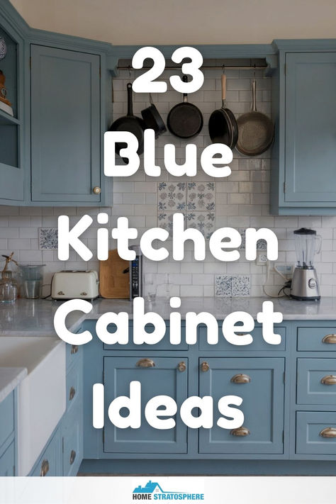 Baby blue kitchen cabinets against a white tile backsplash Pale Blue Kitchen Cabinets Black Counter, Gray Kitchen Cabinets Blue Backsplash, Light Blue Kitchen And Living Room, Black Granite Countertops Blue Cabinets, Blue Kitchen Cabinets With Glass Doors, Cerulean Blue Kitchen Cabinets, Knobs For Blue Kitchen Cabinets, Robin Egg Blue Cabinets, Blue Cabinets Cream Countertop