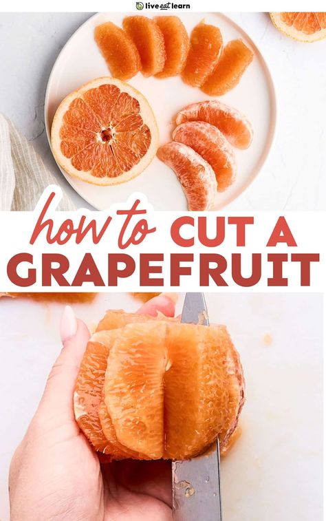 This quick and easy guide will show you how to cut a grapefruit into halves for scooping and segments (or suprêmes). Whether you want to add a refreshing citrus burst to a green salad or enjoy it as a healthy snack, I’ve got you covered! Ways To Eat Grapefruit, Grapefruit Snack, Fruits With Low Sugar, Grapefruit Salad, Cut Orange, Watercress Salad, Low Carb Vegan, Cooking 101, Quick Snacks