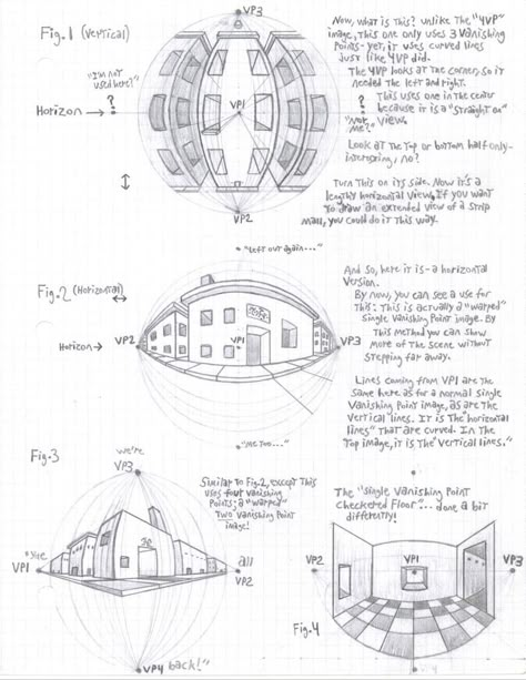 Curvilinear Perspective, 4 Point Perspective, 5 Point Perspective, Perspective Tutorial, Perspective Sketch, Perspective Drawing Architecture, Perspective Drawing Lessons, Vanishing Point, Point Perspective